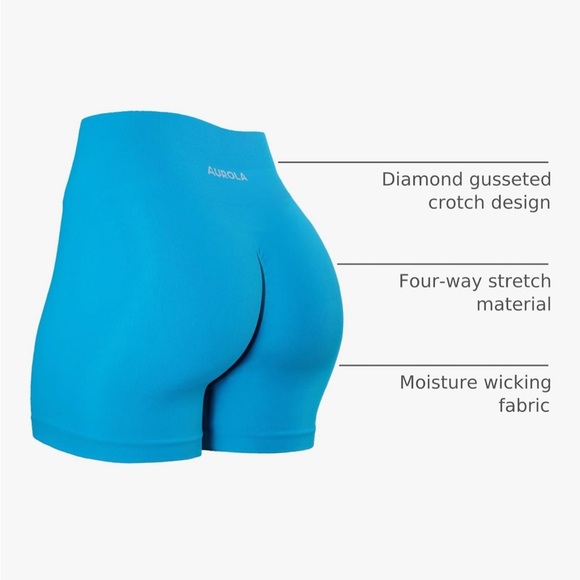 AUROLA Power Workout Shorts Seamless Active Short Blue - Picture 4 of 4